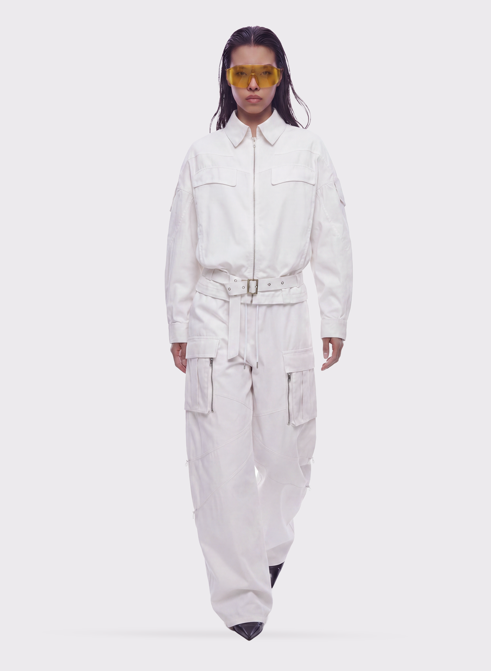 Byblos Bomber Pockets in bianco - vista laterale