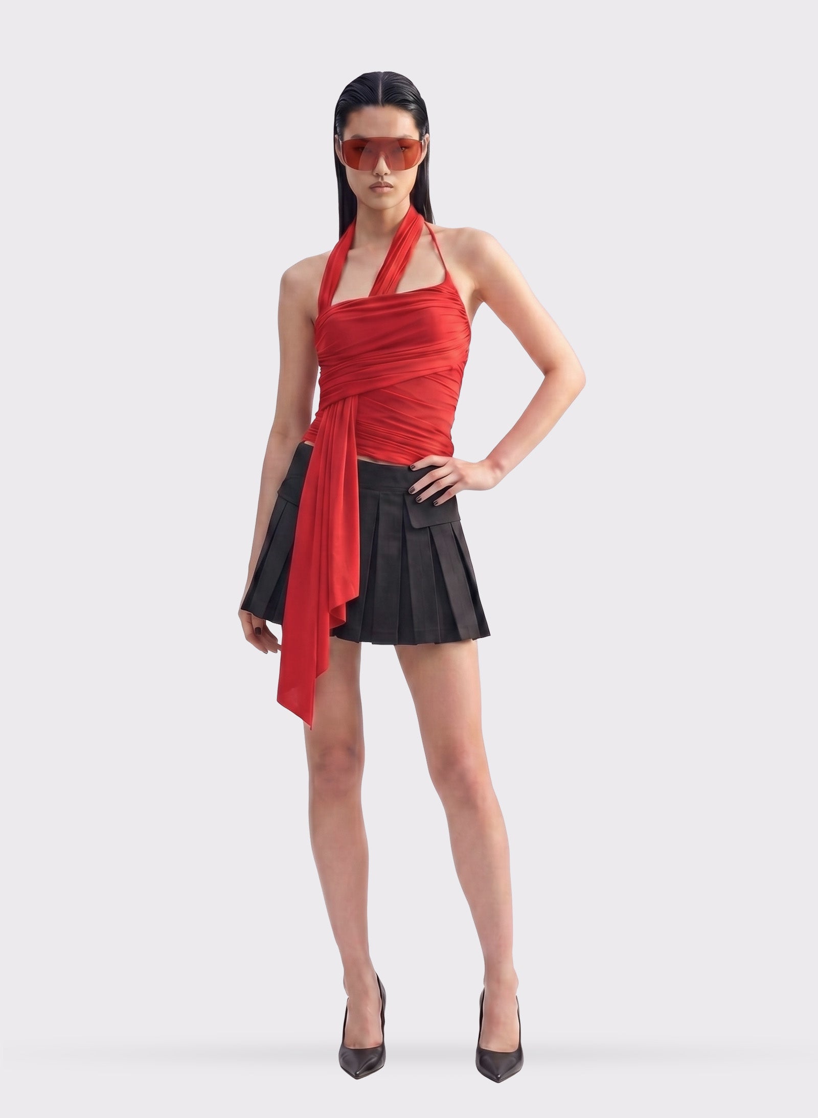 Byblos Mini Gonna con Pieghe in black