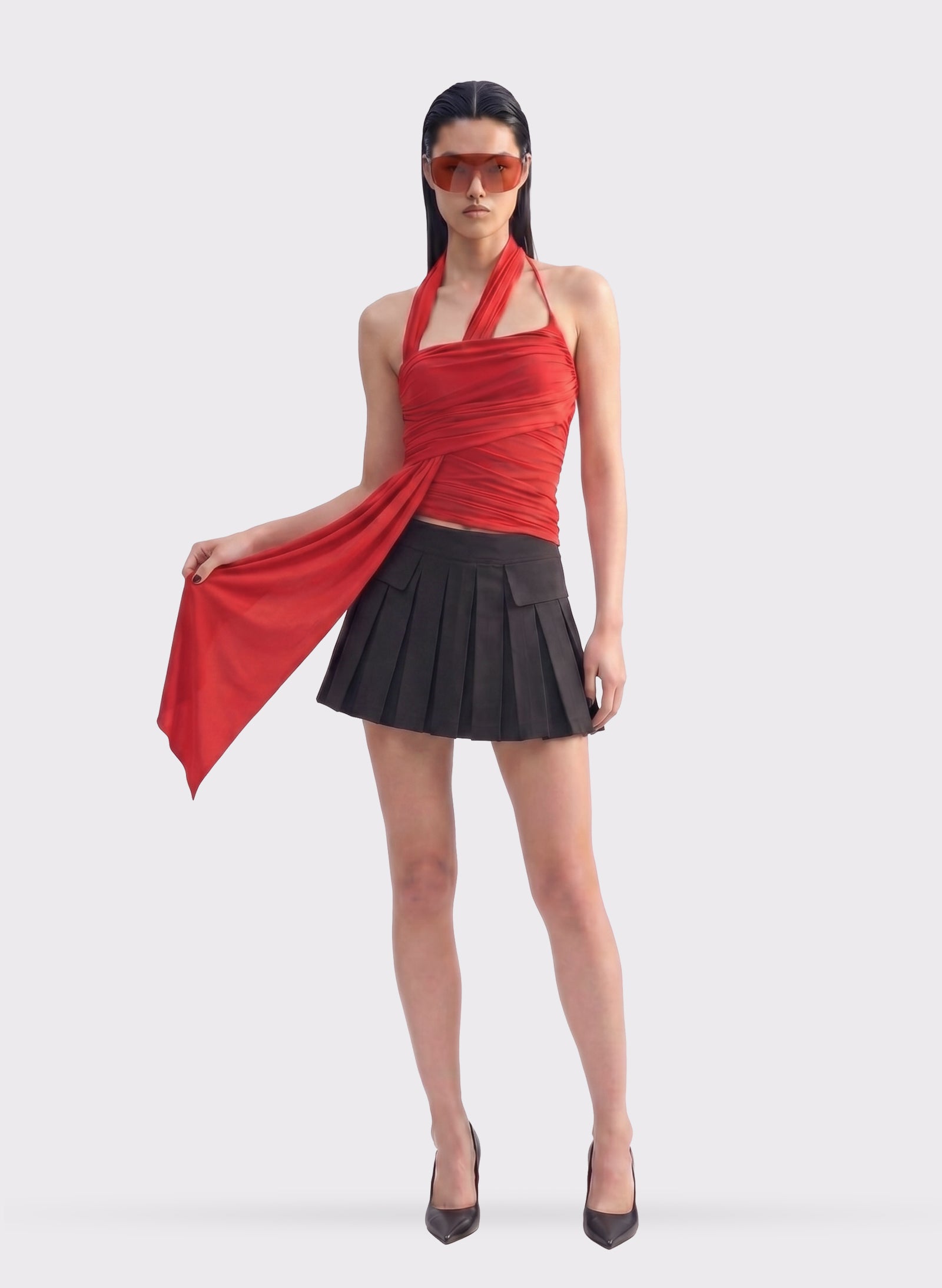 Byblos Mini Gonna con Pieghe in black