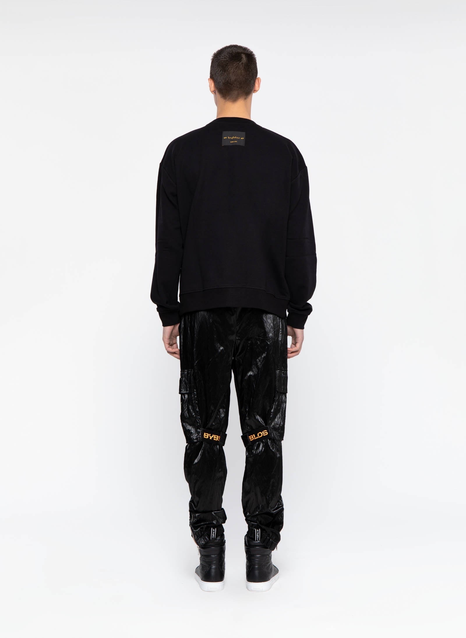 Black Shiny Cargo Pants
