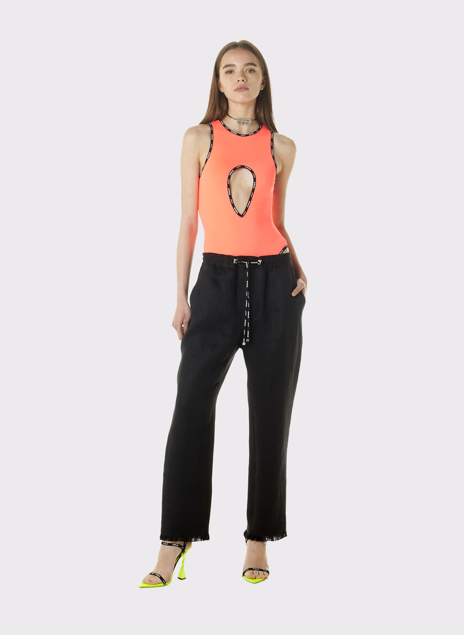 Byblos Distressed Trousers in black - back view