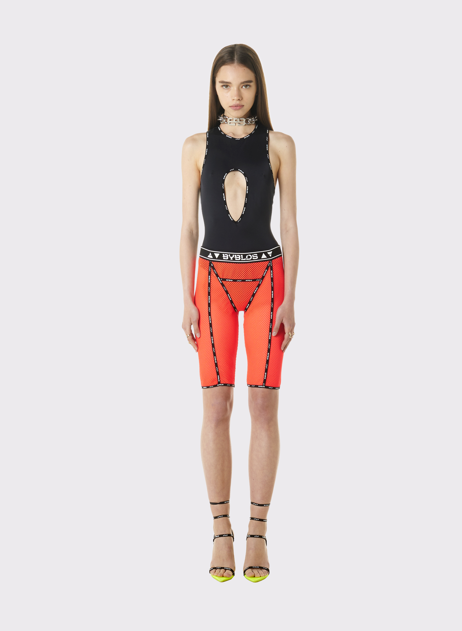 Byblos Biker Short Pant in orange - side view