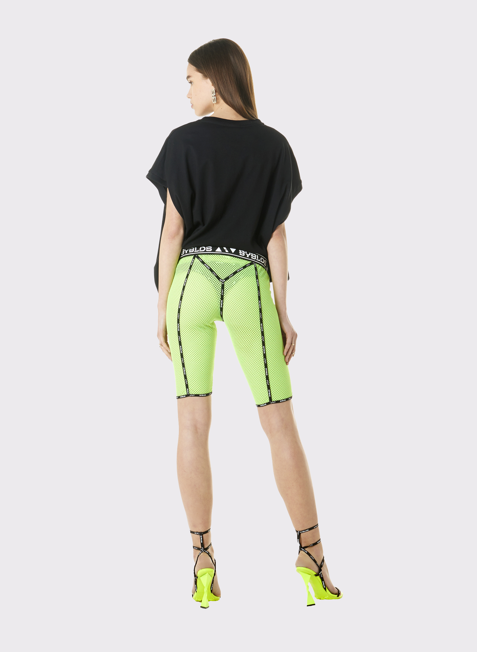 Byblos Biker Short Pant in lime - side view