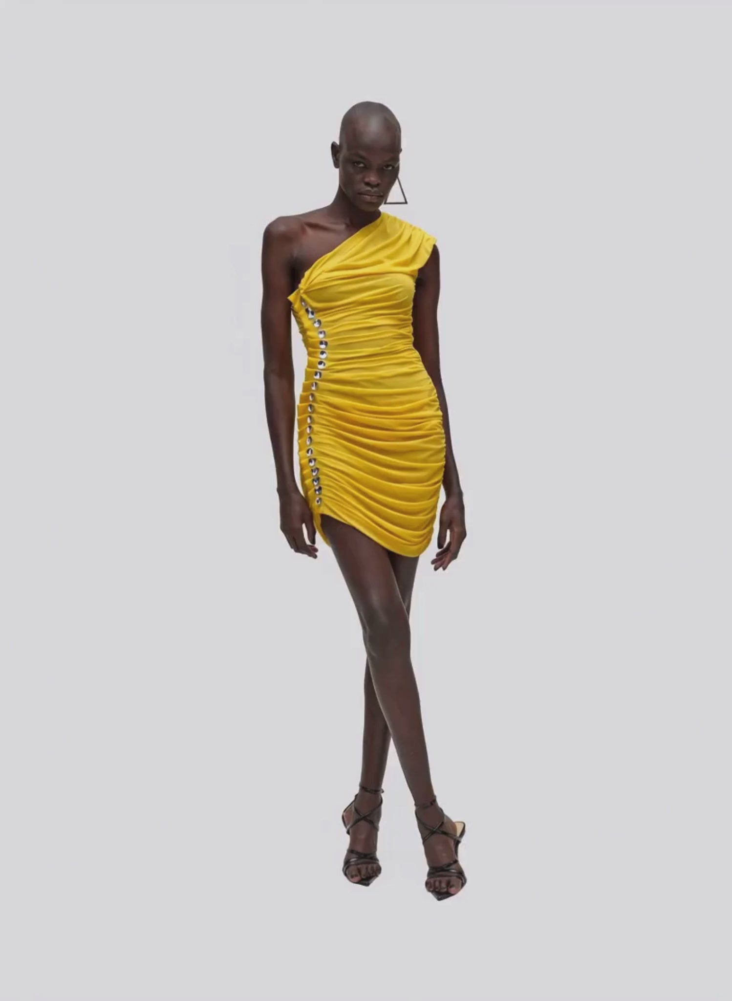 Byblos Metallic Edge Mini Dress in yellow — vista 1