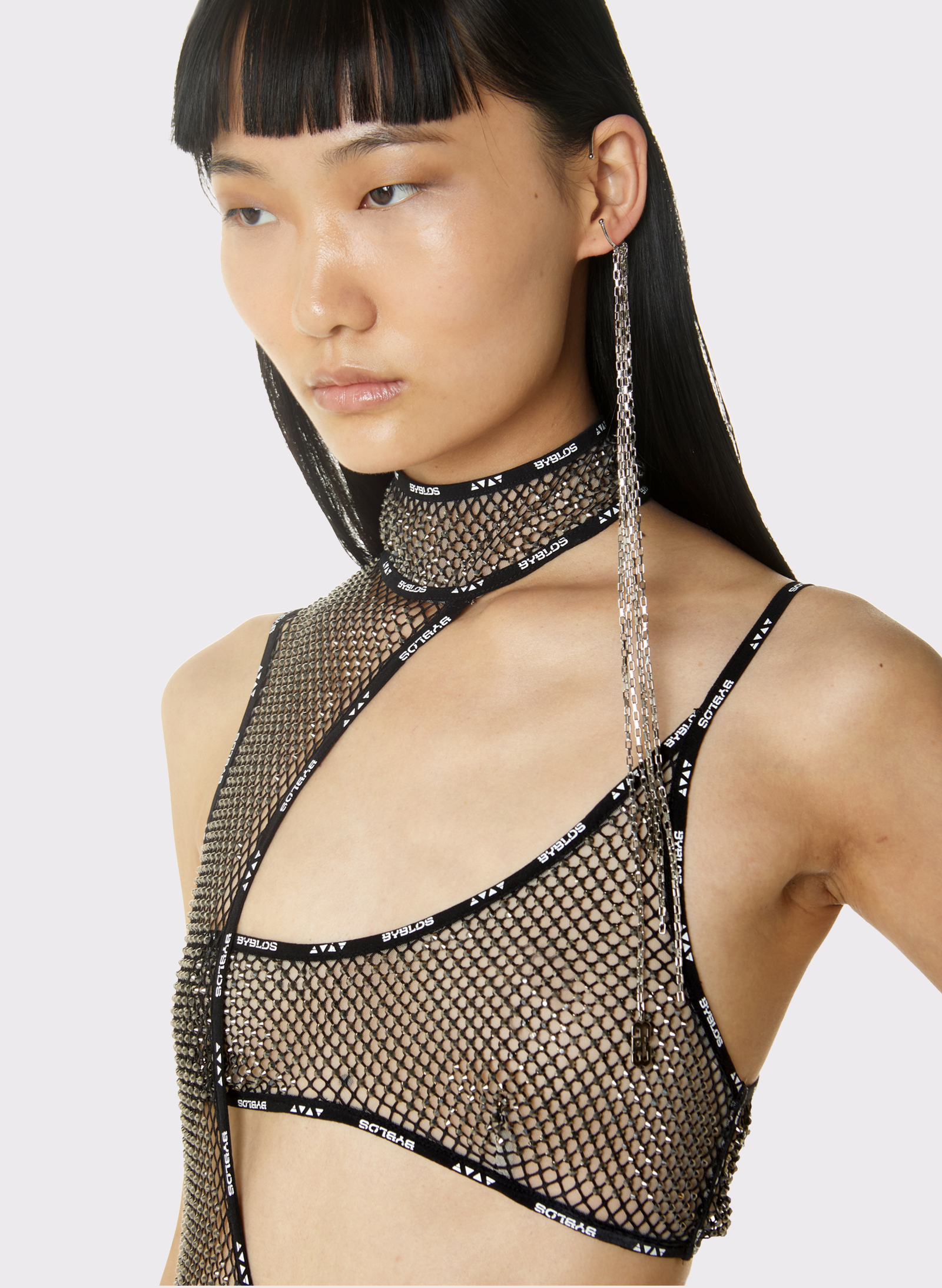 Byblos Strass Collar Dress in black - side view